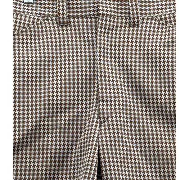 Sears Vintage Permapress Polyester Brown Cream Houndstooth Shorts Men 32" - Picture 3 of 6